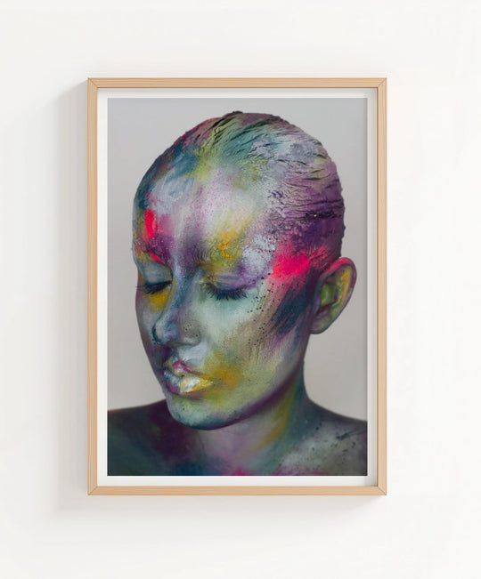 Suppression fine art print by Lowri Francesca - abstract expressionist makeup art portrait
